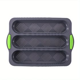 1pc; Silicone Baguette Pan; French Bread Baking Pan; Perforated 3 Loaves Baguettes Bakery Tray; Baking Tools; Kitchen Gadgets; Home Kitchen Items