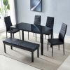 4pcs Elegant Assembled Stripping Texture High Backrest Dining Chairs Black