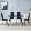 4pcs Elegant Assembled Stripping Texture High Backrest Dining Chairs Black