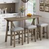 TREXM Multipurpose Home Kitchen Dining Bar Table Set with 3 Upholstered Stools(Natural Wood Wash)