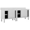 Work Tables with Sliding Doors 2pcs 94.5"x19.7"x(37.4"-38.2") Stainless Steel