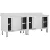 Work Tables with Sliding Doors 2pcs 94.5"x19.7"x(37.4"-38.2") Stainless Steel