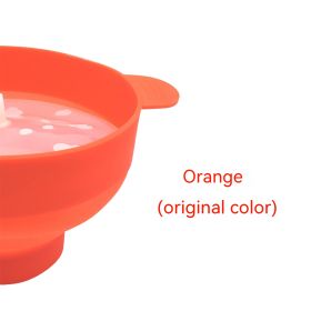 Silicone Popcorn Bowl With Handle (Color: orange)