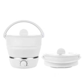 Portable Travel Folding Electric Cooker Multifunctional Electric Hot Pot Food Grade Silicone Dormitory Mini Electric Cooker (Option: White-AU)