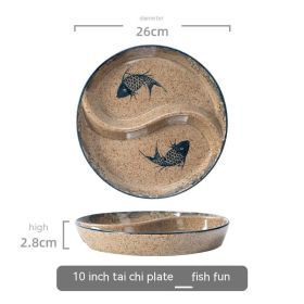 Ceramic Double Grid Eight Trigrams Mandarin Duck Dining Plate (Option: 10 Inch Happy Fish Plate)