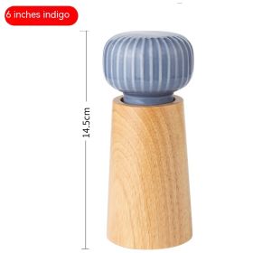 Manual Ceramic Pepper Seasoning Grinding Bottle (Option: 6 Inch Indigo Blue)