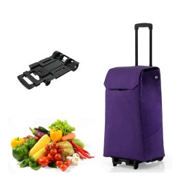 Household Commercial Foldable Multi-Usage Heavy-Duty Utility Grocery Cart (Color: Purple, Type: Grocery Cart)