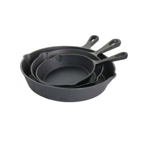 Pots And Pans Pre-Seasoned Cast Iron Skillet Set Kitchen Cookware Set (Color: Black, Type: 3 Piece)