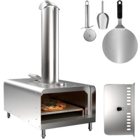 Outdoor Party Stainless Steel Portable Wood Pellet Burning Pizza Oven With Accessories (Color: Silver, Shape: Arched)