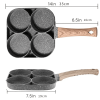 1pc Fry Pan For Egg, Non Stick Ham Pancake Maker, Egg Burger Pan With Wooden Handle, 4 Holes, For Induction Cooker Gas Stove