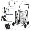 Jumbo Basket Folding Shopping Cart With Swiveling Wheels And Dual Storage Baskets