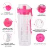 Fruit Infuser Water Bottle 32OZ Juice Shaker Sport w/ Flip Top Lid Anti-Slip Grips For Office Home Sport Running Walking Hiking