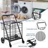 Jumbo Basket Folding Shopping Cart With Swiveling Wheels And Dual Storage Baskets