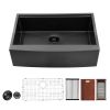 30 Black Farmhouse Sink Workstation - 30 Inch Kitchen Sink Gunmetal Black Stainless Steel 16 gauge Apron Front Kitchen Sink